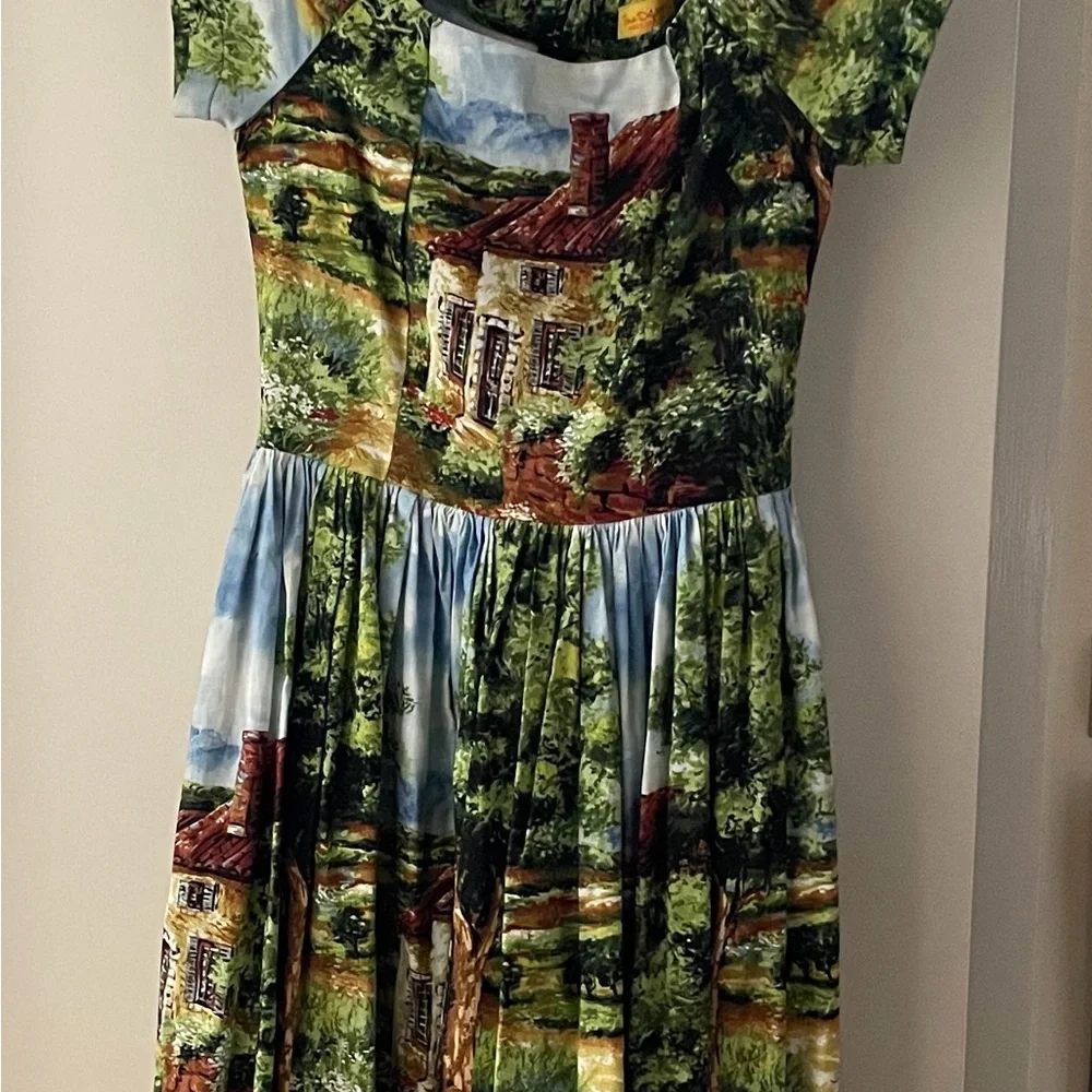Vintage Bernie Dexter Cottage Country Print Dress Women's Size Medium - Picture 6 of 6